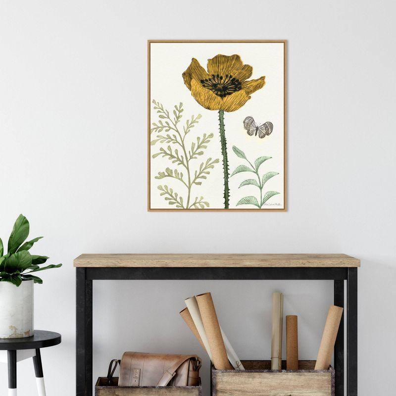 22"x28" Springtime II Warm by Sara Zieve Miller Framed Canvas Wall Art Light Brown - Amanti Art: Botanical & Insect Lithograph