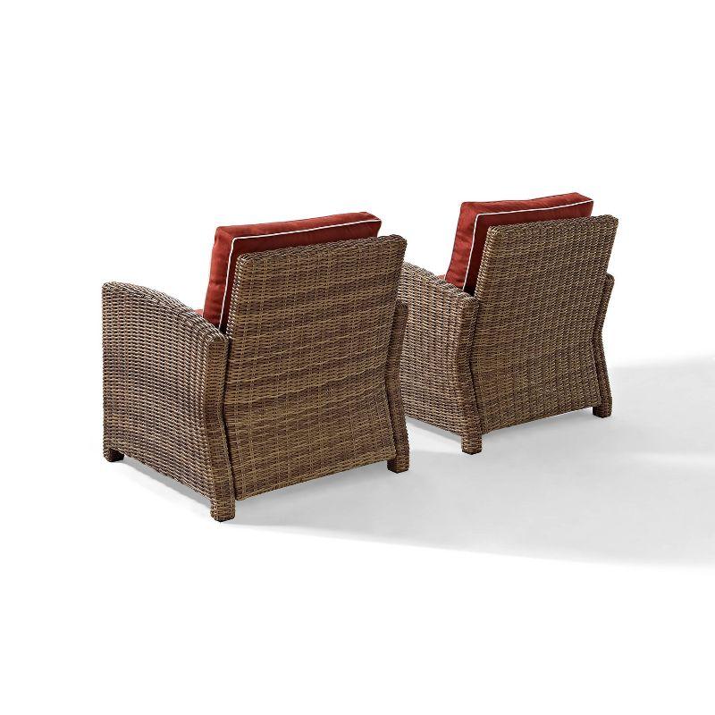 Bradenton 2-Piece Brown Wicker Outdoor Armchair Set with Red Cushions