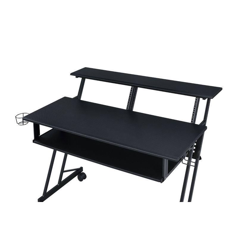 Acme Furniture Suitor Computer Desk Black: 38" Height, Metal Frame, Veneer Surface, Hutch Storage