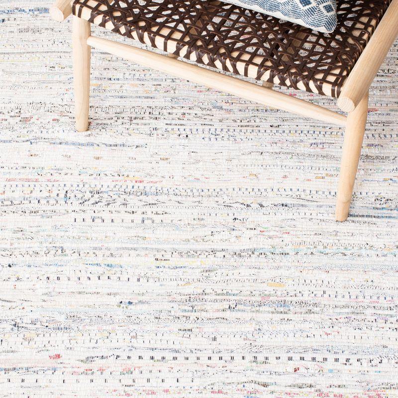 Rag Rug RAR121 Hand Woven Indoor Area Rug - 7'x7' - Ivory/Multi - Safavieh
