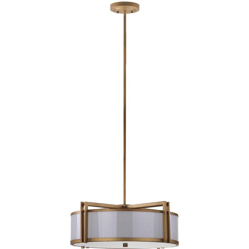 Elegant Contemporary 21" Gold and Gray Drum Pendant Light