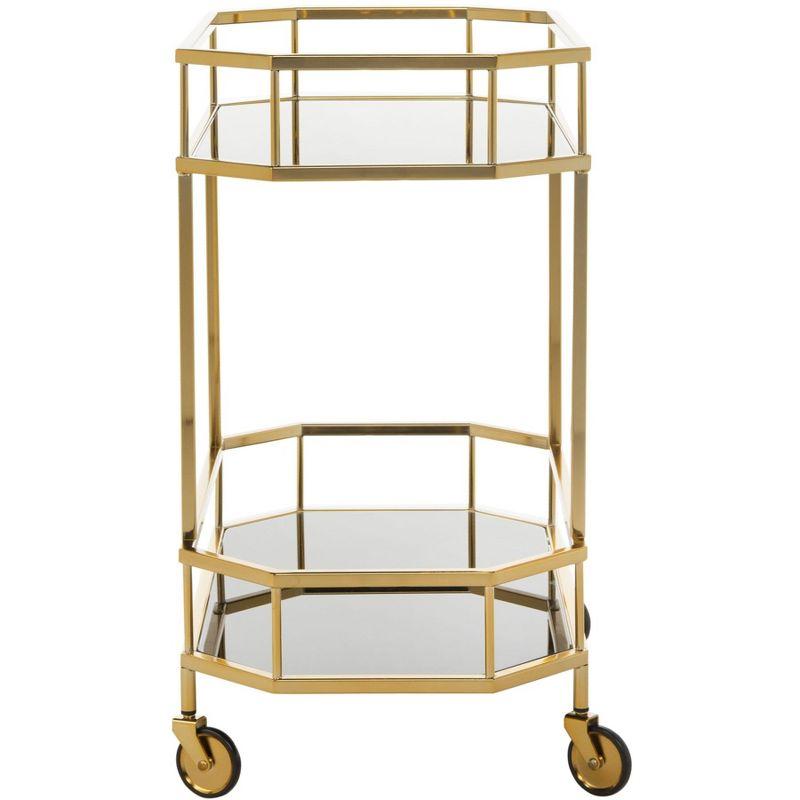 Silva 2 Tier Octagon Bar Cart - BCT8004C - Brass/Black - Safavieh