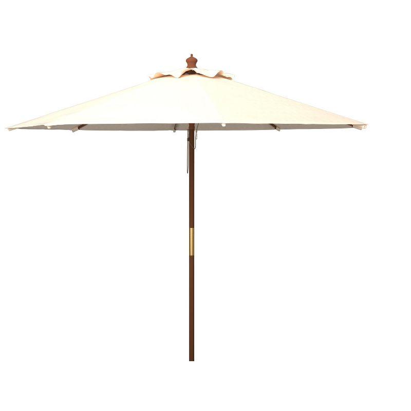 Cannes 11Ft Wooden Pulley Market Umbrella  - PAT8109 - Beige - Safavieh