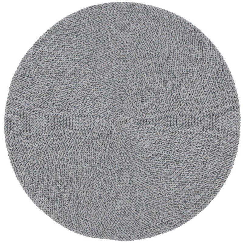 Gray Round Handwoven Reversible Braided Area Rug