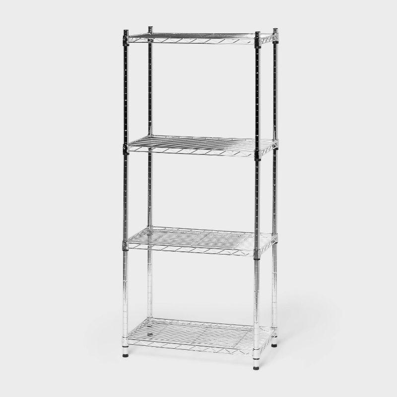 Adjustable 4-Tier Chrome Wire Shelving Unit