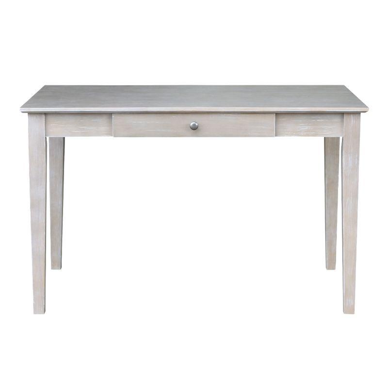 Transitional Solid Hardwood Home Office Desk with Drawer in Washed Gray Taupe