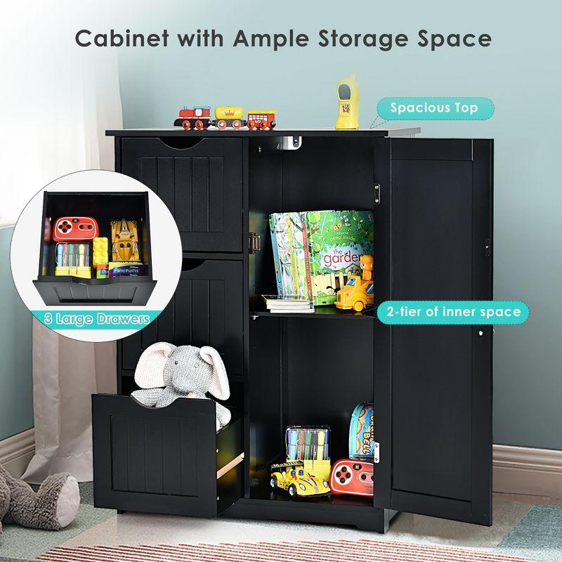 Black MDF Storage Cabinet with Adjustable Shelving