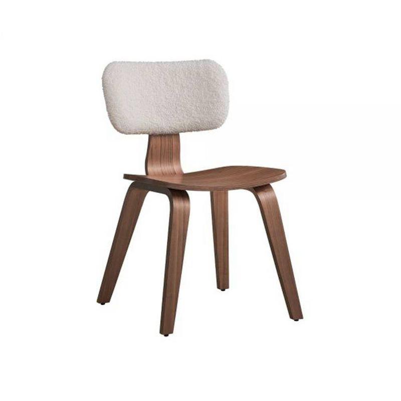 Casson Side Chair (Set-2), White Boucle & Walnut Finish (Set of 2)