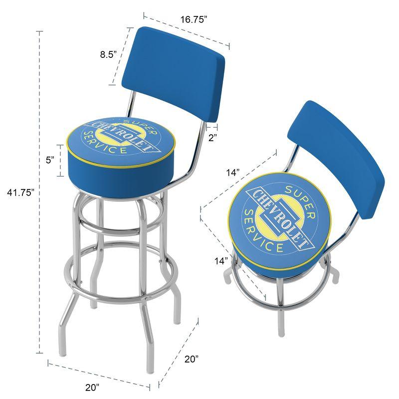 Blue Metal Swivel Bar Stool with Backrest