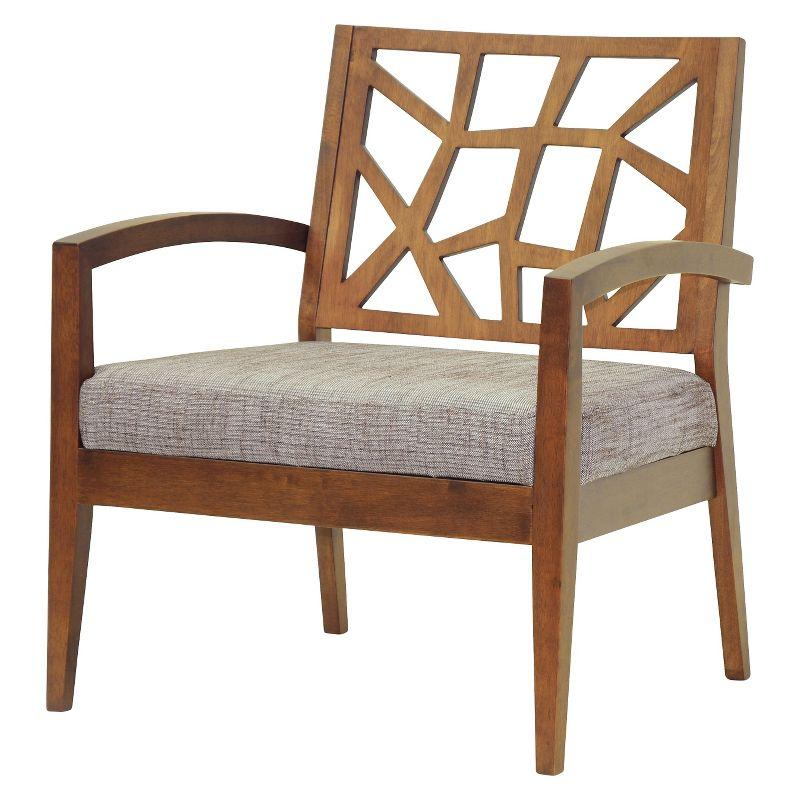 Jennifer Gray Twill and Walnut Wood Accent Chair