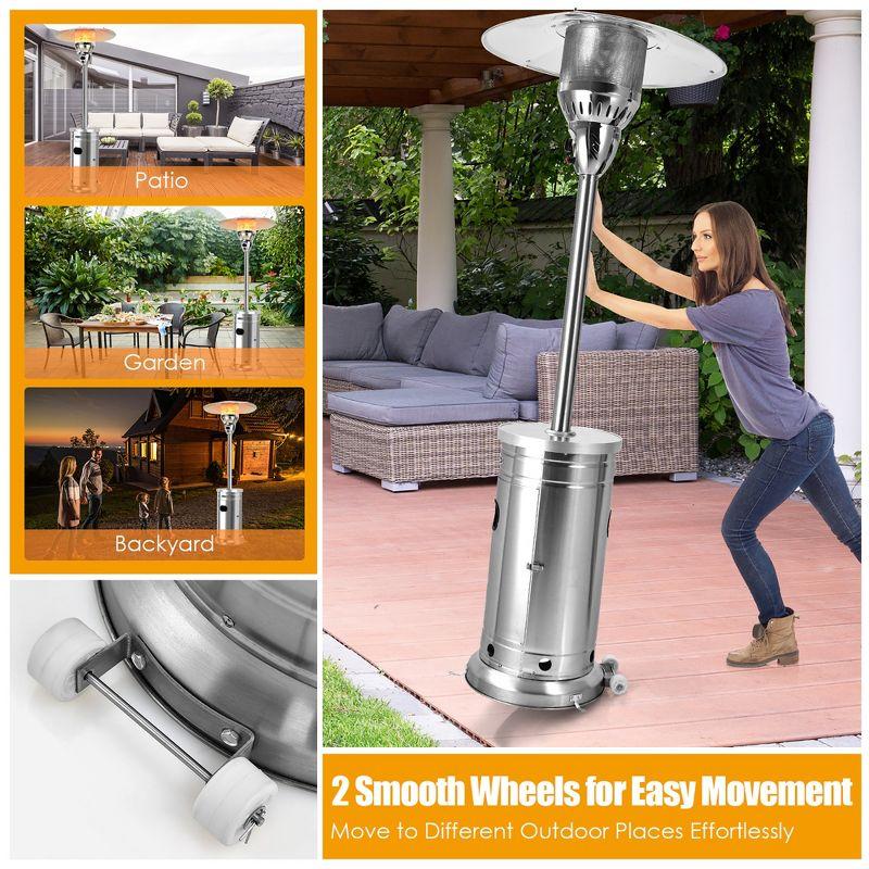 Stainless Steel 48,000 BTU Propane Patio Heater with Table and Wheels