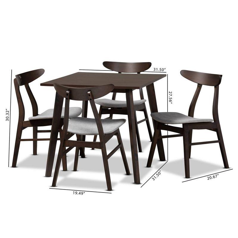 5pc Britte Fabric Upholstered Wood Dining Set  - Baxton Studio