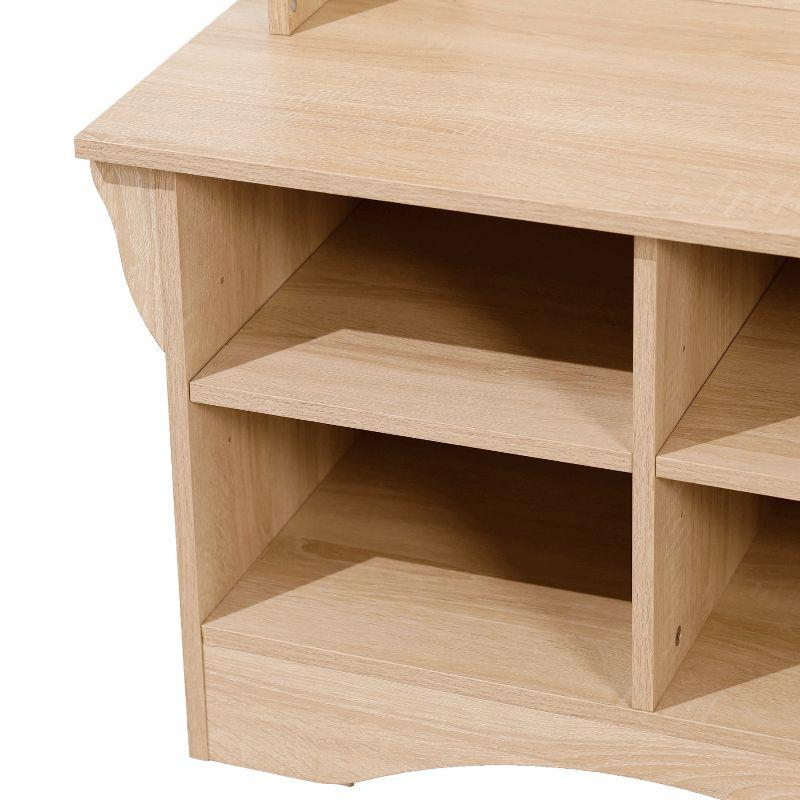 Merrick Lane Hallway Tree with Bench Seating, 3 Single Coat Hooks and Lower Storage with Adjustable Shelves in Weathered Wood