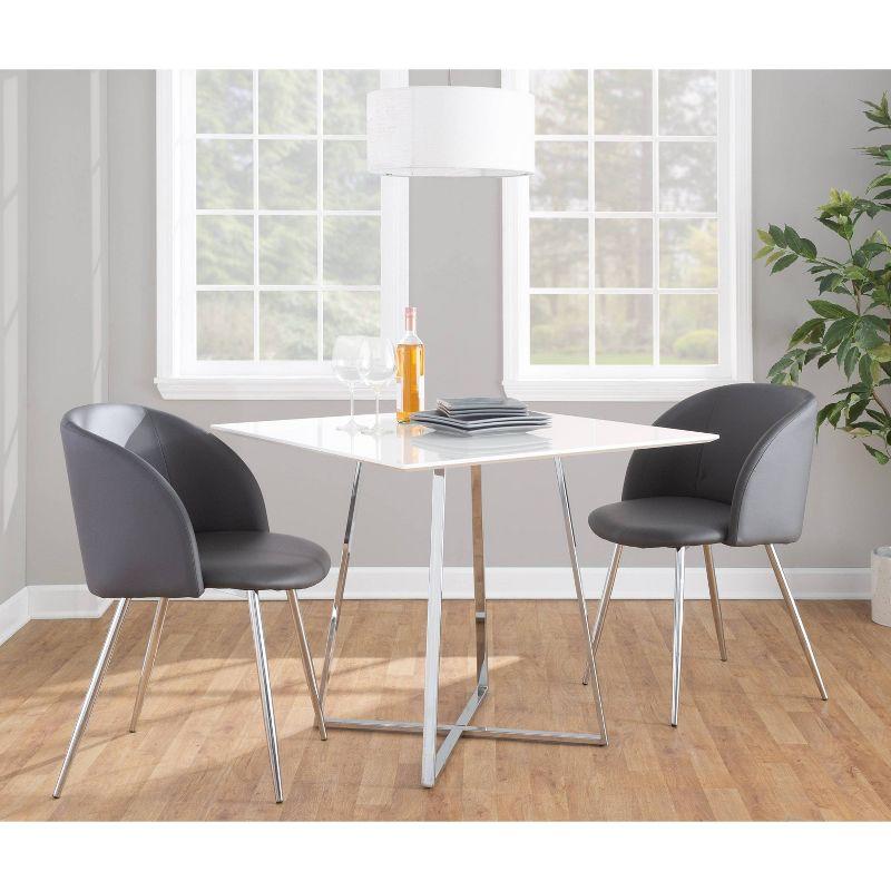 LumiSource Set of 2 Fran Dining Chairs Chrome/Gray: Upholstered, Metal Frame, Contemporary Style