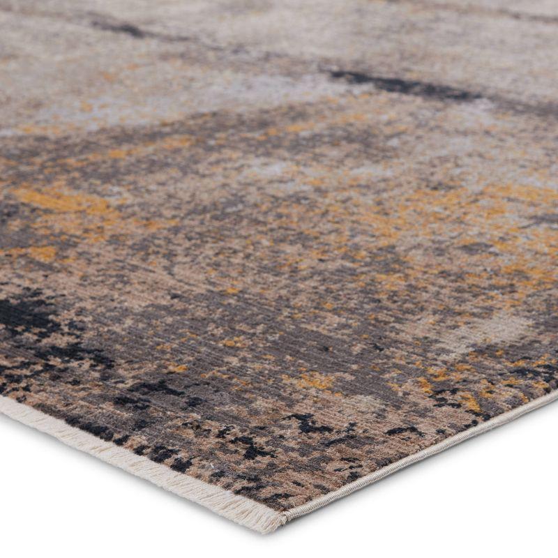 Trevena Gray and Gold Abstract Wool Area Rug