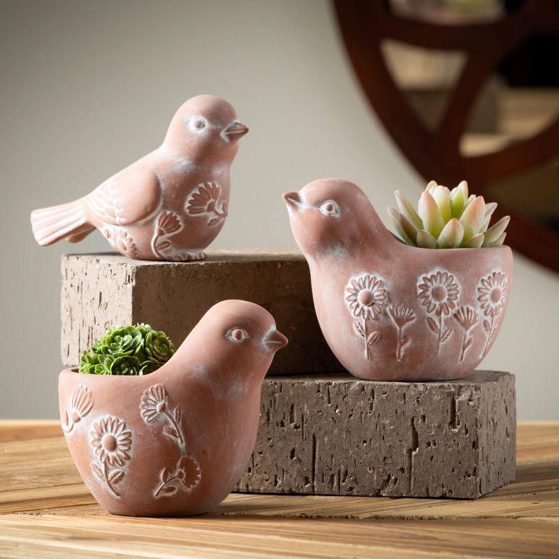 Sullivans 3.5" Terracotta Bird Figurine Set of 2