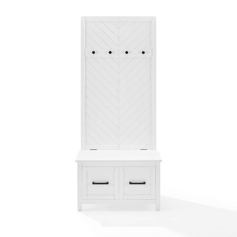 Kayce Hall Tree White - Crosley: Mudroom Storage Solution, Entryway Organizer with 4 Hooks, Veneer Finish