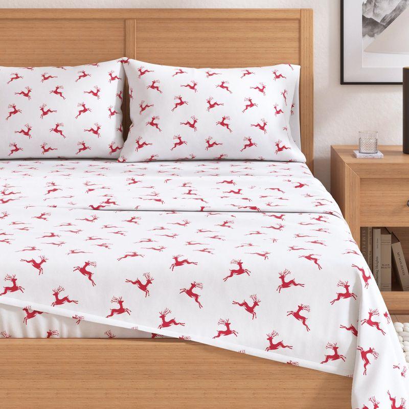 FreshFolds 100% Turkish Cotton Holiday Printed Flannel Sheet Set