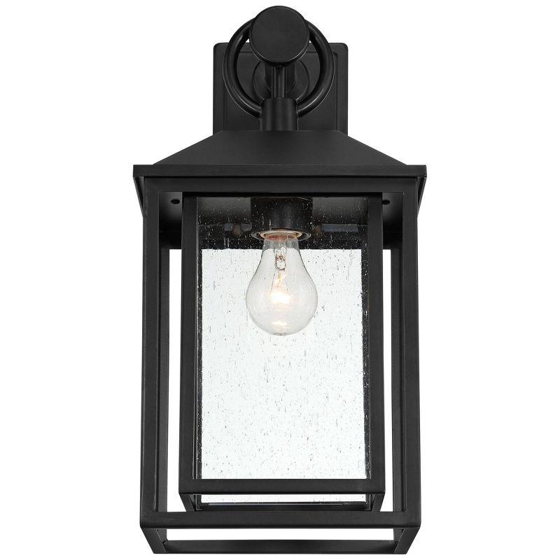 John Timberland Califa Mission Outdoor Wall Light Fixture Black Metal 18" Clear Seedy Glass for Post Exterior Barn Deck House Porch Yard Patio Home