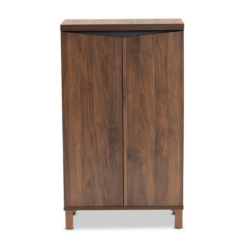 Talon Two-Tone Wood 2 Door Shoe Storage Cabinet Walnut Brown/Dark Gray - Baxton Studio