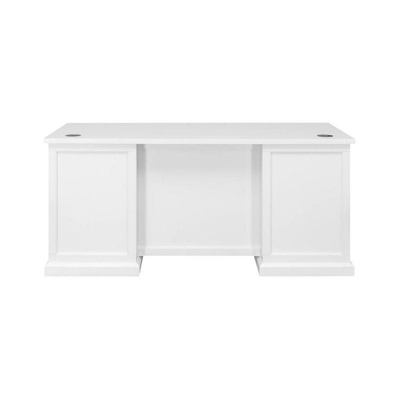 Modern Wood Double Pedestal Desk Fully Assembled White Finish - Abby Collection - Martin Furniture: Executive Office, Cable Management