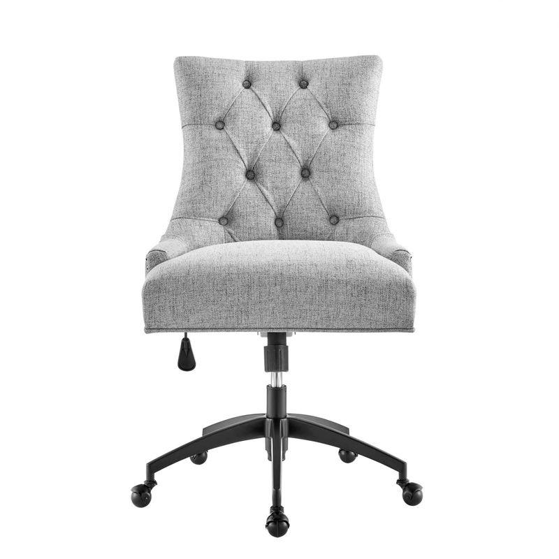 Regent Light Gray Tufted Swivel Task Chair with Matte Black Base