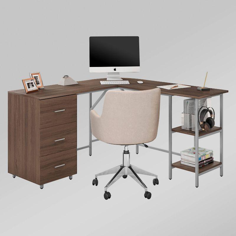 17 Stories Techni Mobili L-Shape Home Office Two-Tone Desk With Storage