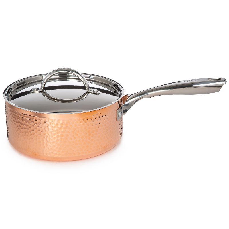 BergHOFF Vintage Tri-Ply Copper Stainless Steel Cookware Set With Stainless Steel Lids, Gold