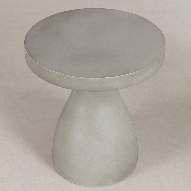 South Shore Bellulo Pedestal Side Table Greige: Scandinavian Style, 24-Inch, Cylinder Shape, Polypropylene