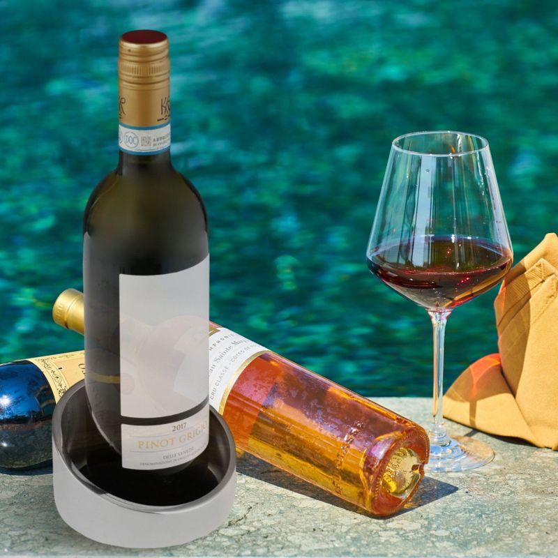 Nambé Tilt Winery Coaster - Angled Rim Alloy Drip Catcher & Bottle Holder - Sculptural Metal Table Accent, Chilled Bottle Rest & Counter Décor