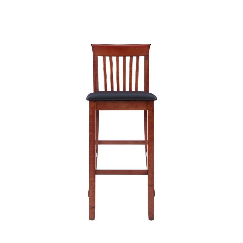 30" Torino Craftsman Padded Seat Barstool Hardwood/Dark Cherry - Linon: Rubberwood, 31" High