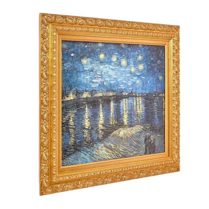 American Art Decor 31.75"x27.62" Ornate Framed Starry Night Over The Rhone Canvas Print by Vincent van Gogh: Impressionist Wall Decor