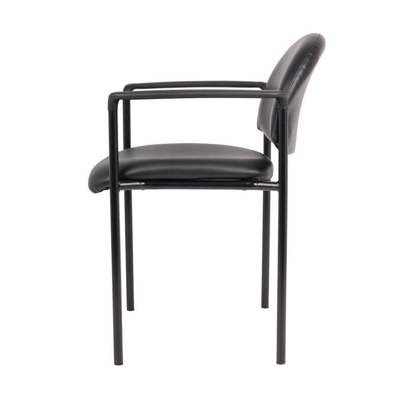 Vinyl Modern Stacking Chair Black - Boss Office Products: Caressoft Upholstery, Metal Frame, 275lb Capacity