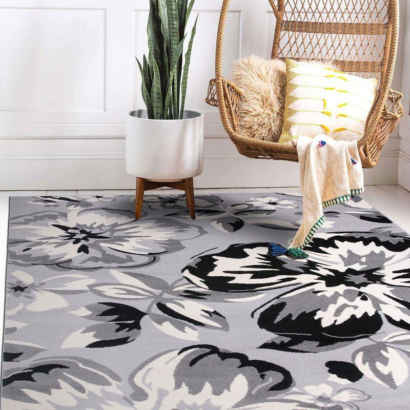 World Rug Gallery Modern Floral Design Gray 7'6" x 9'5" Area Rug