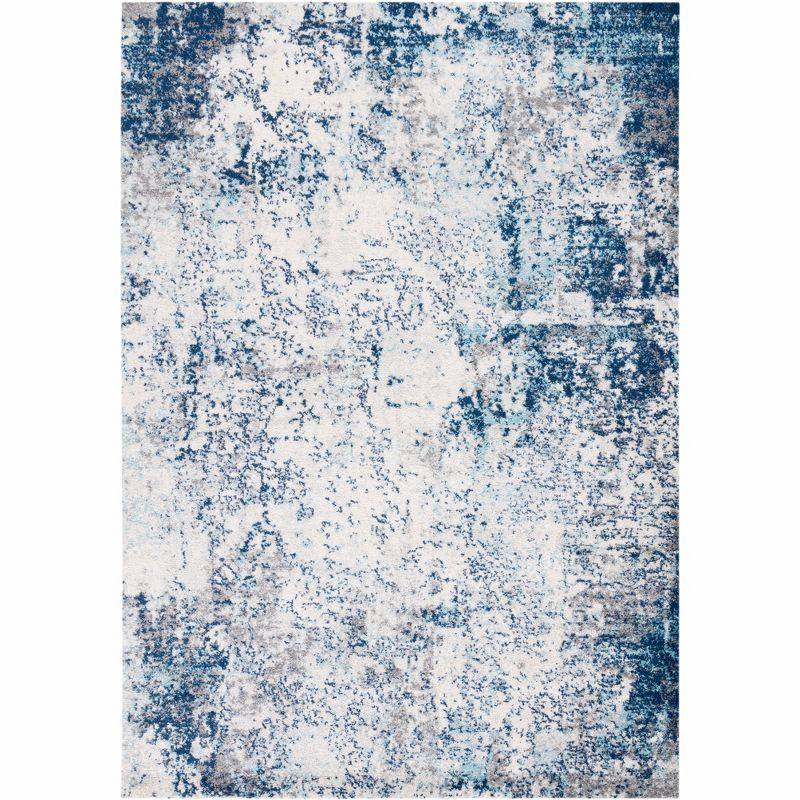 Ivory Boho-Chic Hand-Knotted Synthetic Rectangular Rug