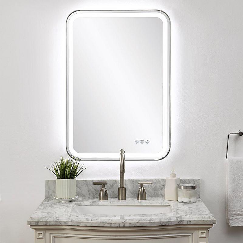 Silver Rectangular LED Lighted Vanity Mirror