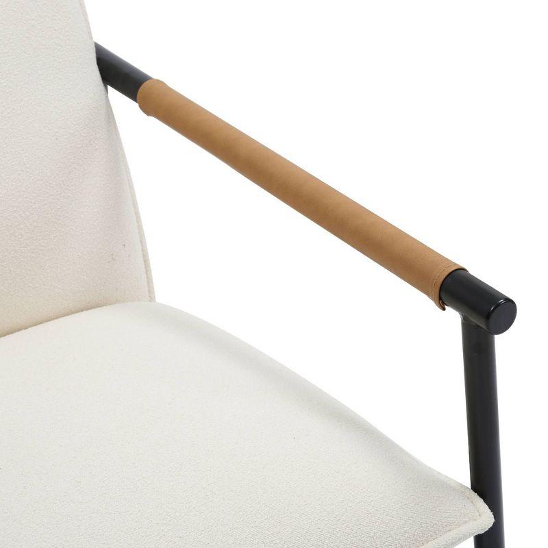 Nathan James Metal Accent Chair Boucle Fabric: Upholstered Lounge Armchair for Bedroom, Cotton & Faux Leather