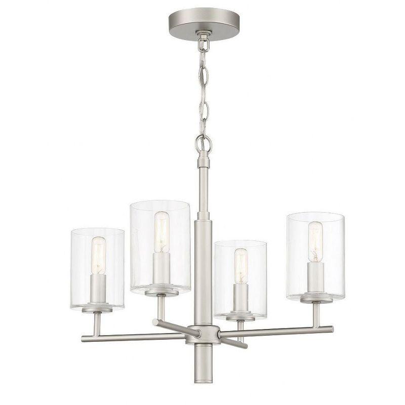 Elegant Satin Nickel 4-Light Chandelier with Crystal Accents