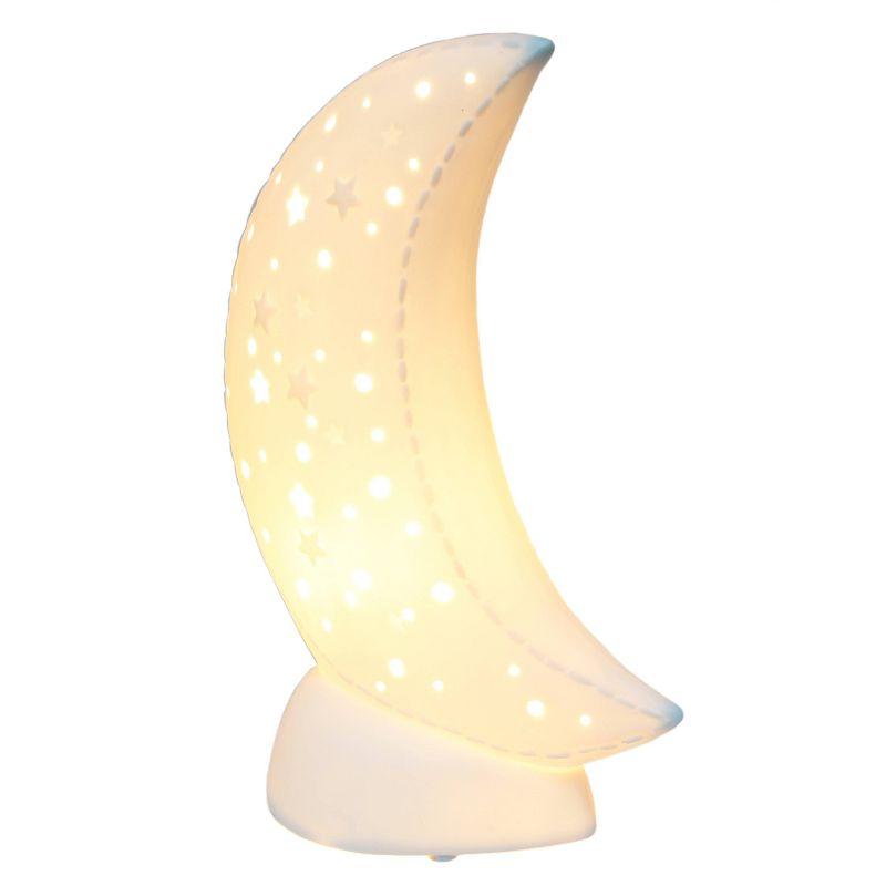 White Porcelain Moon Shaped Kids Table Lamp