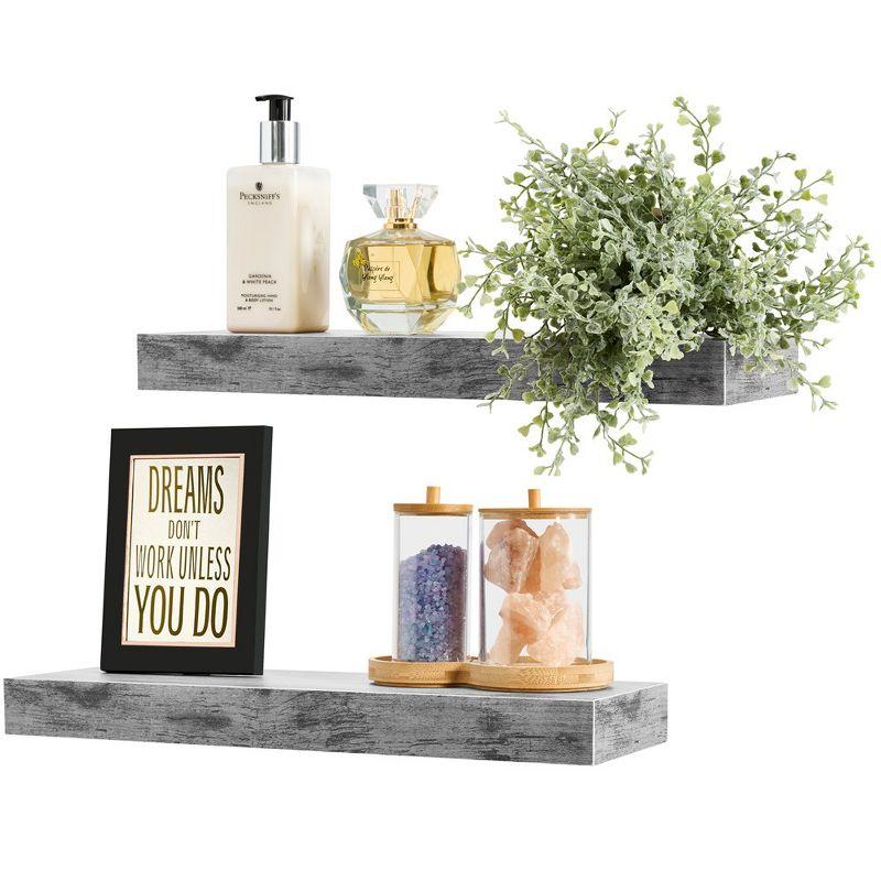 Gray Rectangular Floating Mantel Wall Shelf, 17.5"