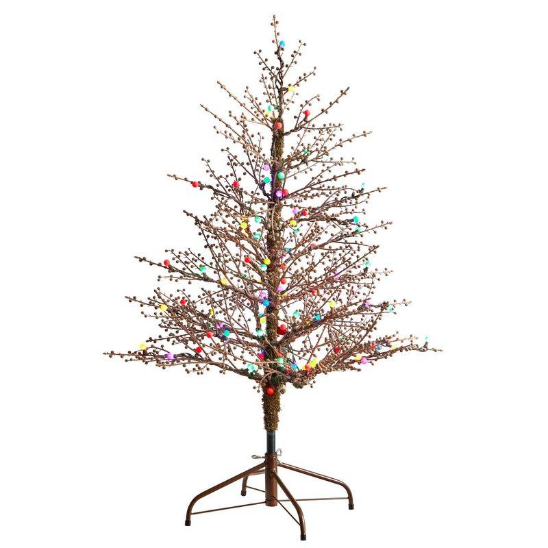 4ft Multicolor LED Frosted Berry Twig Christmas Tree