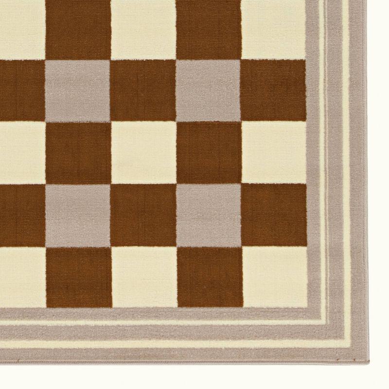 Elegant Beige Buffalo Check Tufted Rectangular Rug