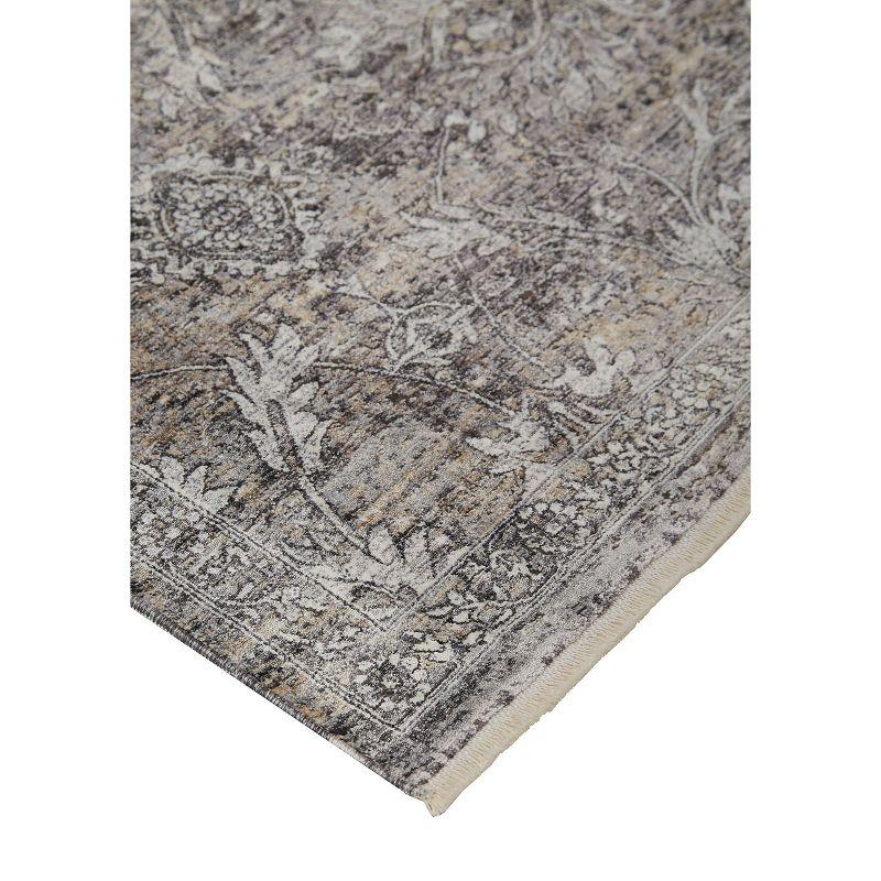 Ivory Elegance 4'x5'3" Medallion Viscose Area Rug