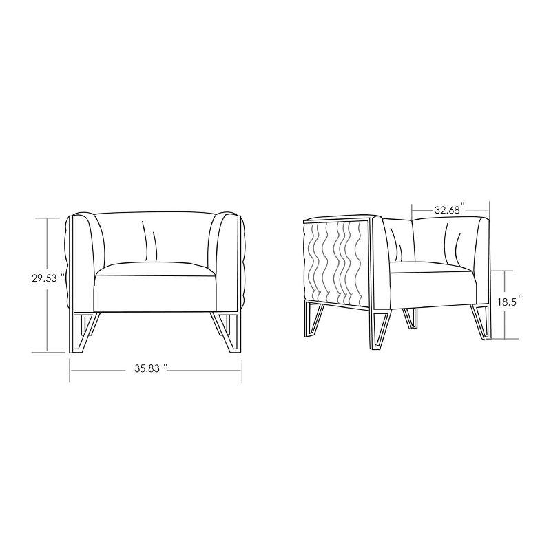 Set of 2 Vector Velvet Accent Chairs Ocean Blue - Manhattan Comfort: Plush, Tufted, No Assembly Required