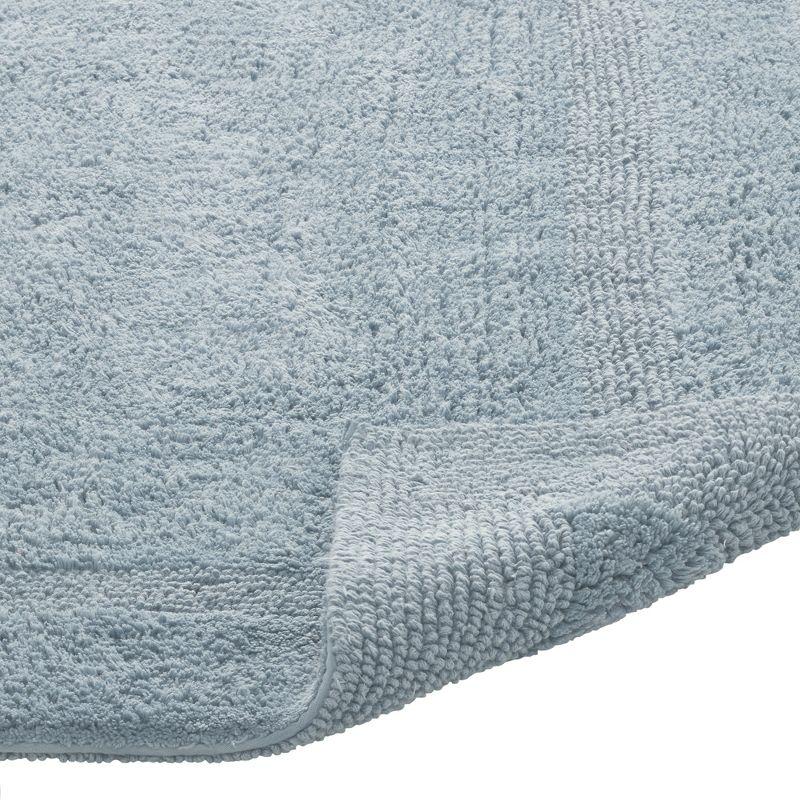 Better Trends Lux 100% Cotton Tufted Solid Reversible Bath Rug Set 2 PC (17" x 24" | 21" x 34") - Blue