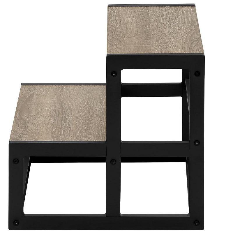 Monarch Specialties Ladder Step Stool Bedroom Kitchen Black Metal Dark Taupe Laminate Contemporary