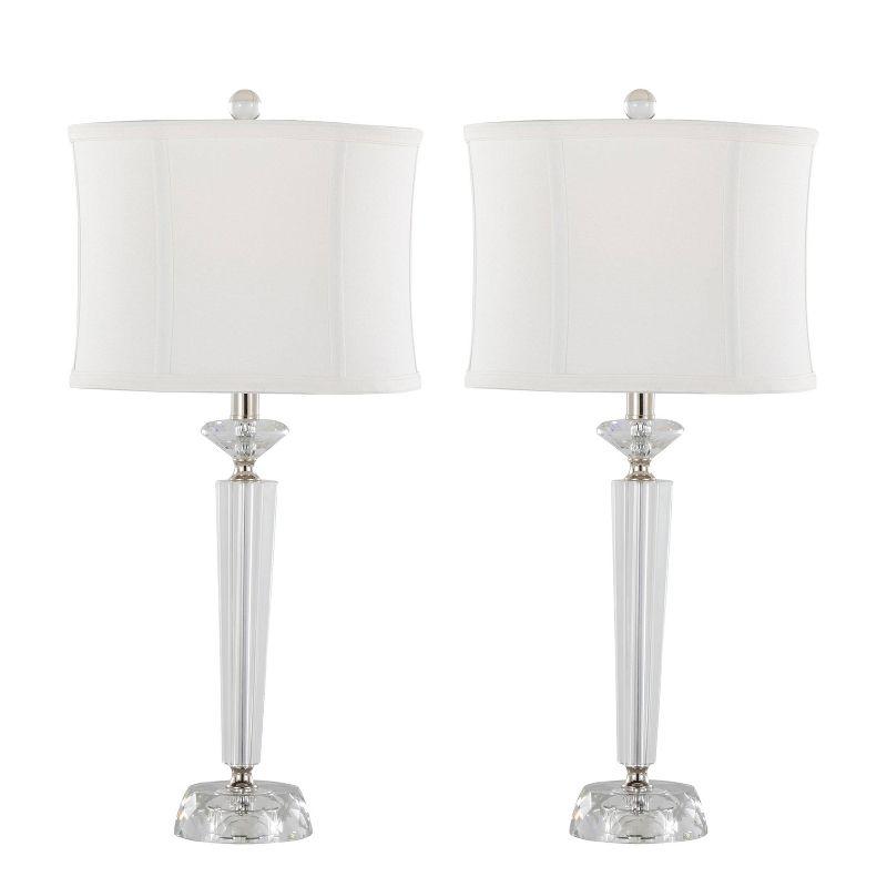 Set of 2 White Crystal Table Lamps with Drum Shades