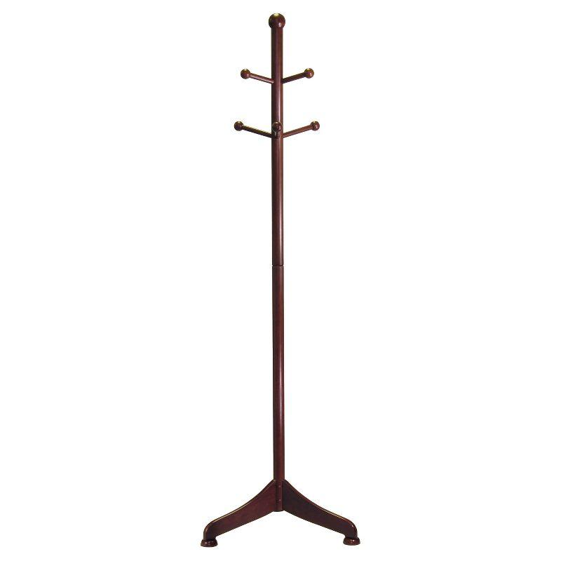 Philip Antique Walnut Solid Wood Coat Tree with 6 Pegs