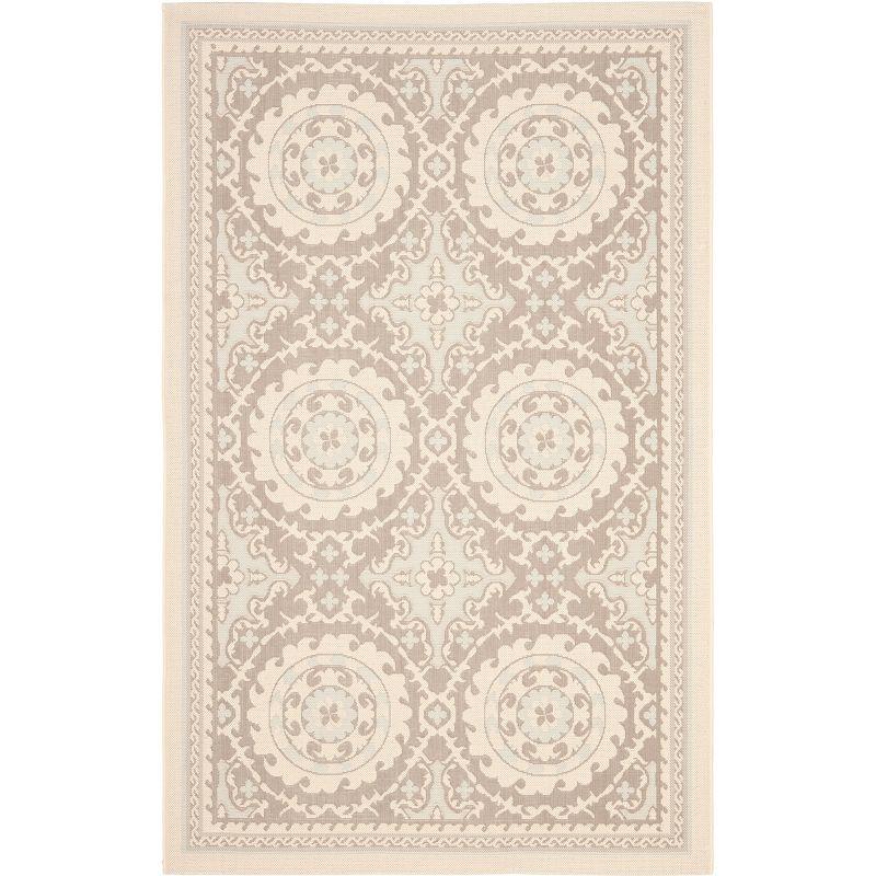 Courtyard CY7059 Power Loomed Indoor/Outdoor Area Rug - Beige/Dark Beig - 5'3"x7'7" - Safavieh.