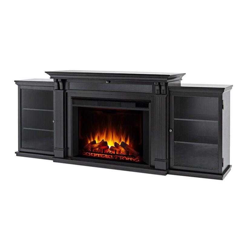 Tracey 84" Black Wood Electric Fireplace TV Stand